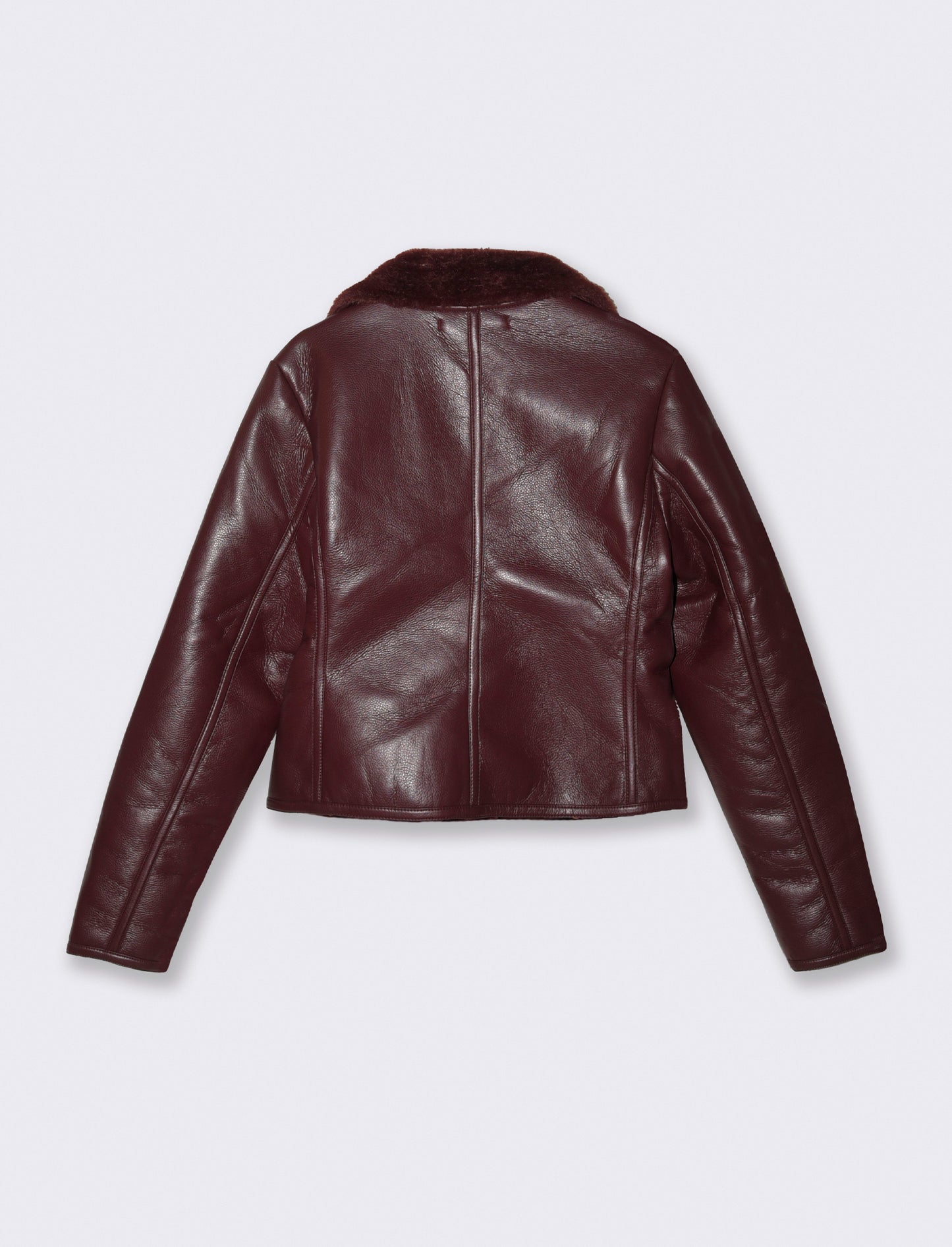 GIUBBOTTO MODELLO CHIODO CON INTERNO IN TESSUTO EFFETTO SHEARLING - Bordeaux