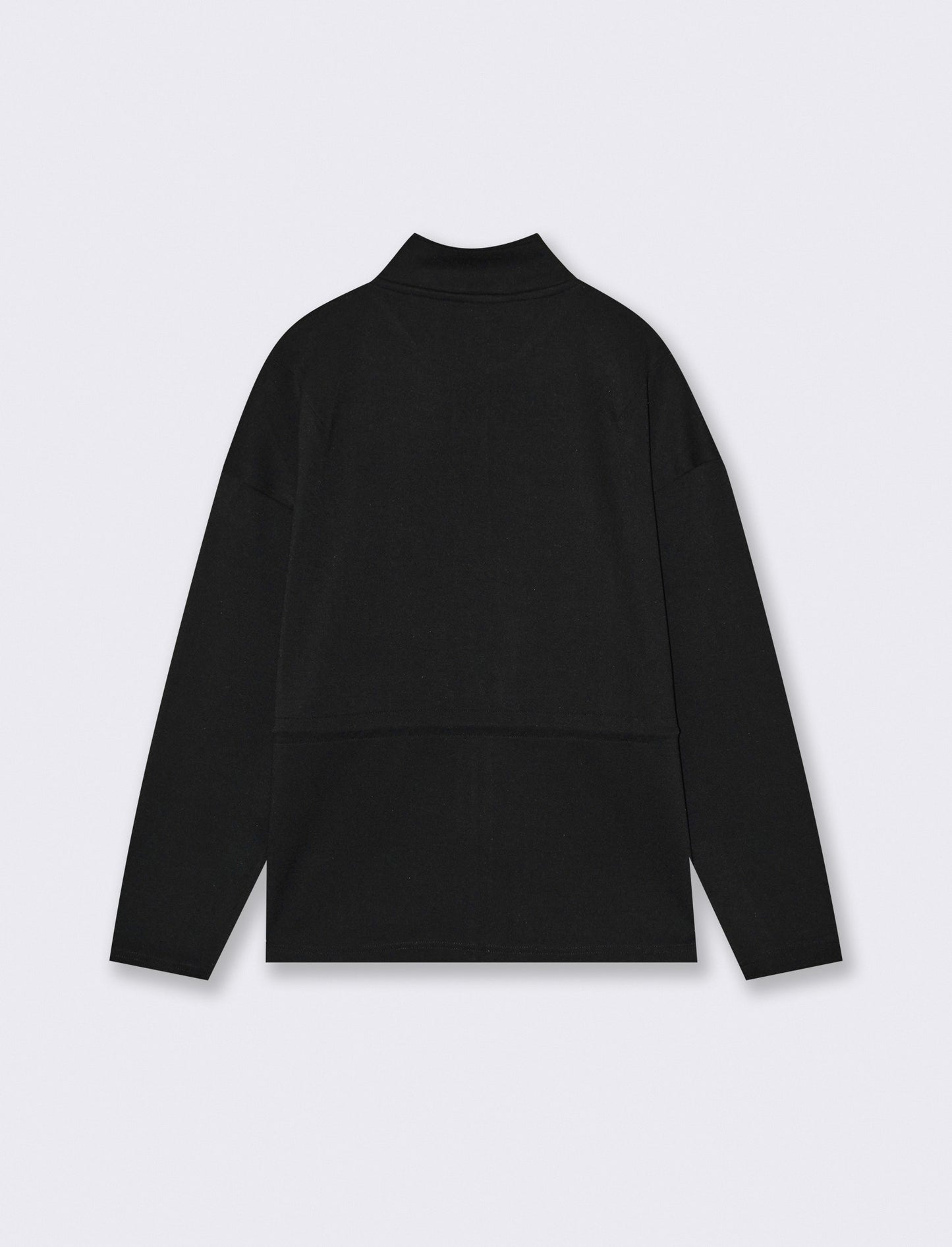 Felpa collo alto con coulisse e zip - Nero