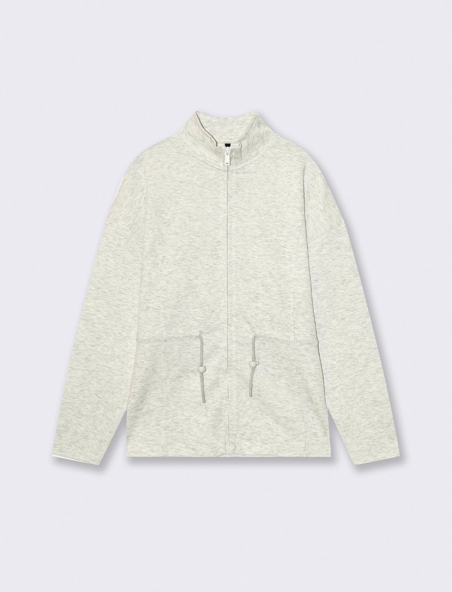 Felpa collo alto con coulisse e zip - Grigio mel.