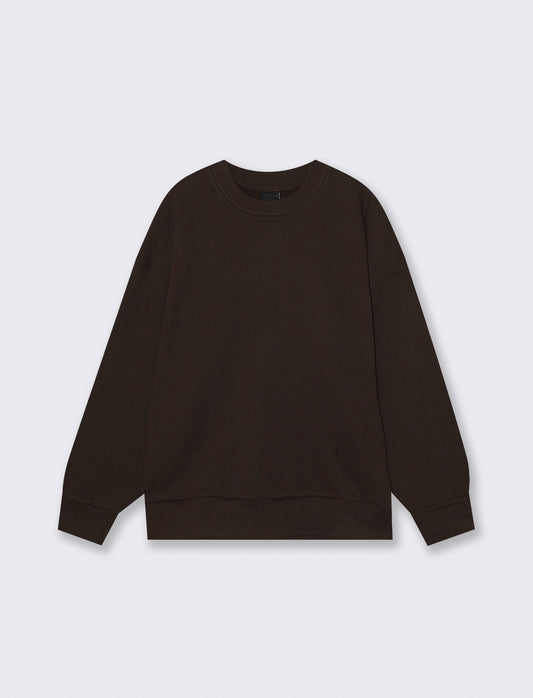 Oversized sweatshirt with crew neck - Brown