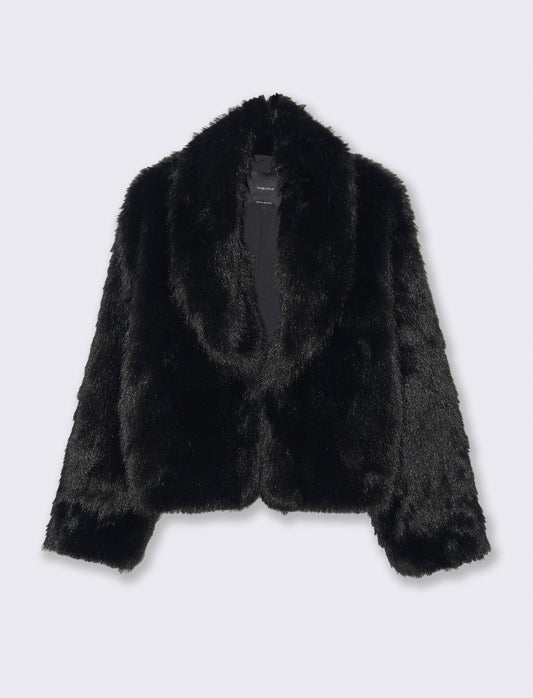 GIACCA IN FINTA PELLICCIA - Nero