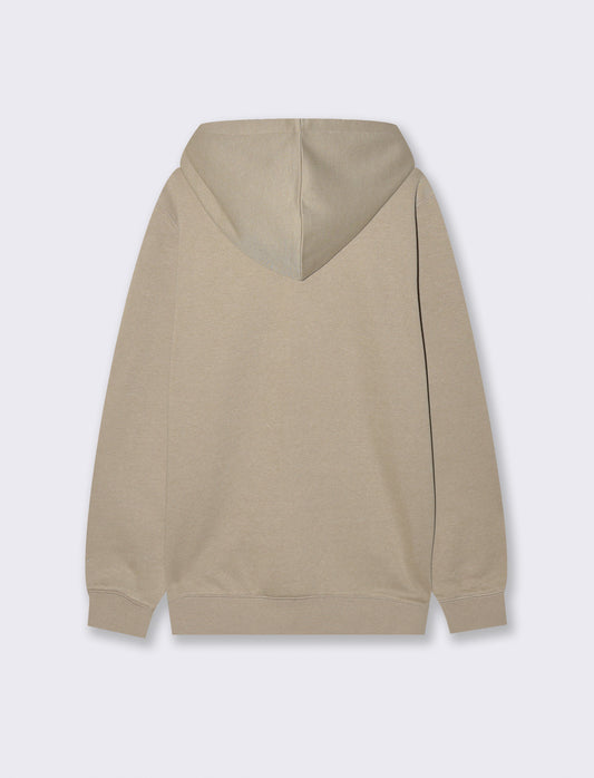 FELPA CON CAPPUCCIO E CERNIERA - Beige