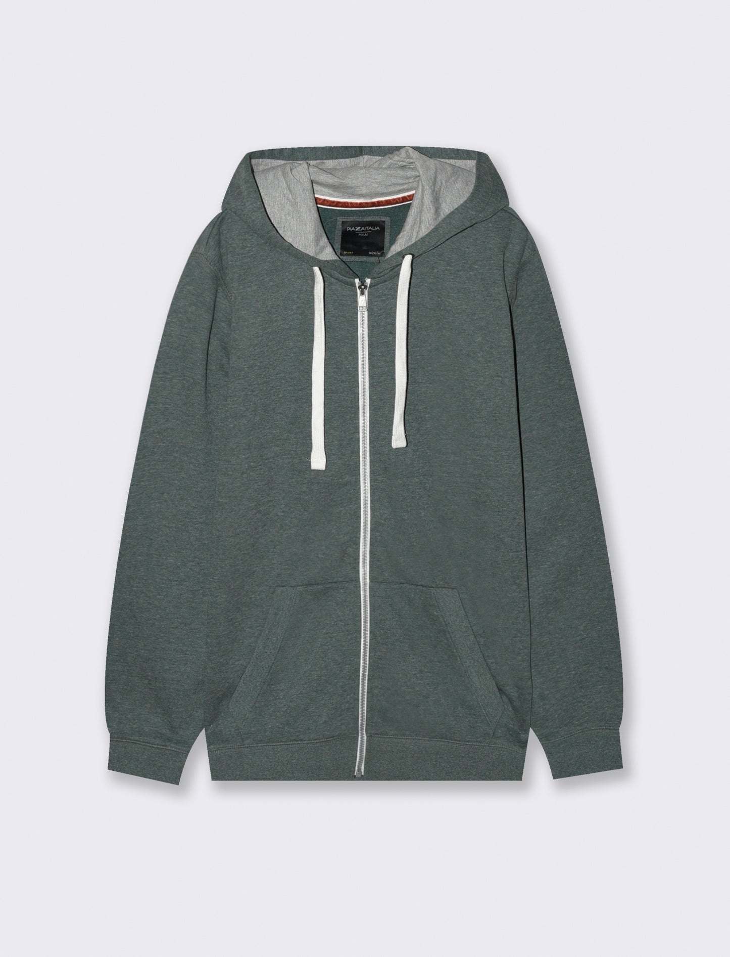 FELPA CON CAPPUCCIO E CERNIERA - Verde scuro