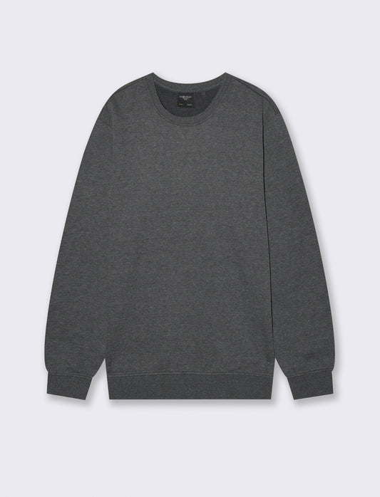 FELPA GIROCOLLO BASIC MELANGE - Nero