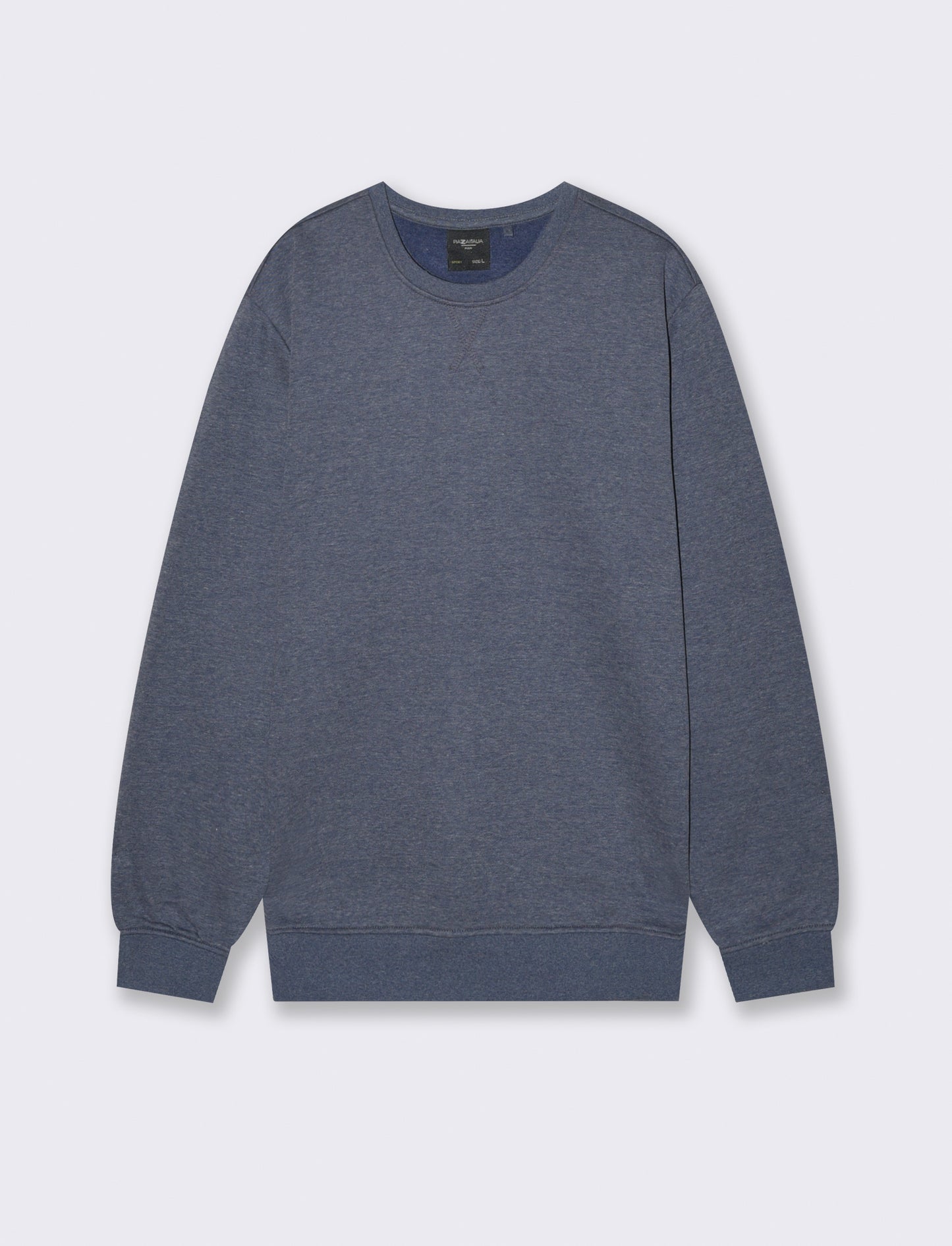 FELPA GIROCOLLO BASIC MELANGE - Blu
