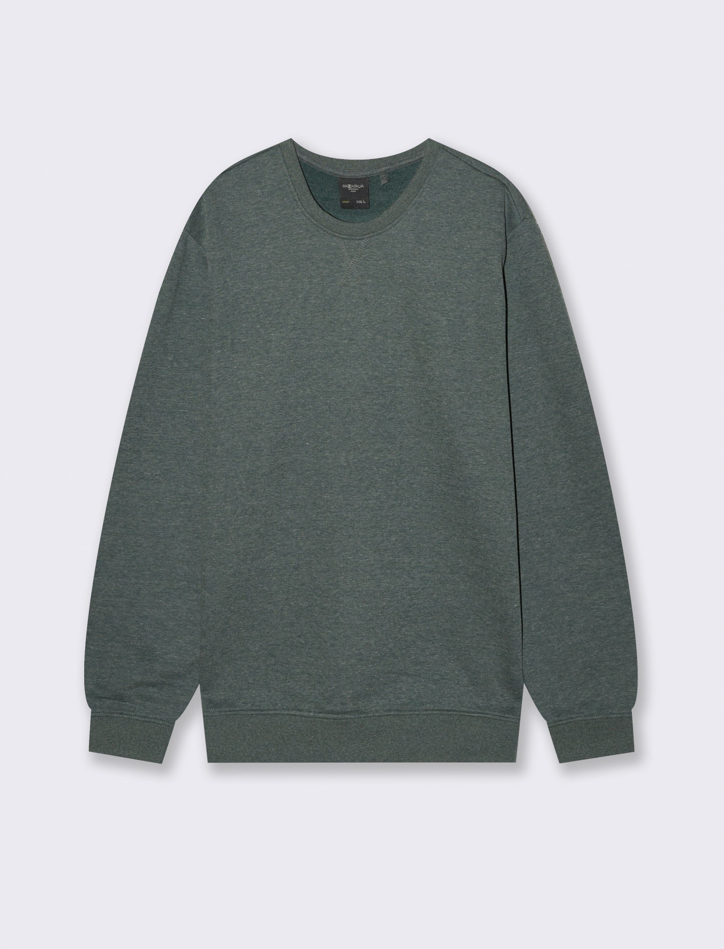 FELPA GIROCOLLO BASIC MELANGE - Verde scuro
