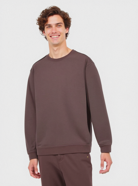 FELPA GIROCOLLO BASIC MELANGE - Bordeaux