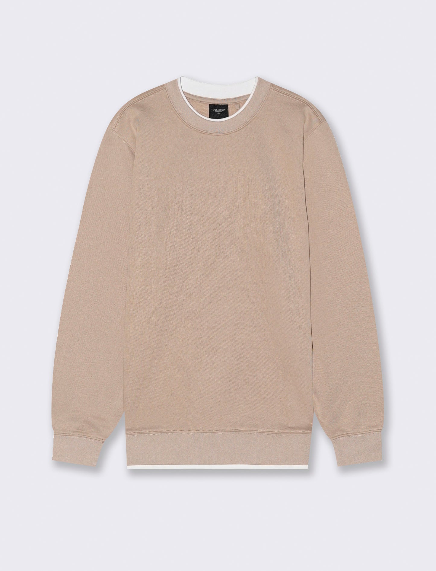 FELPA GIROCOLLO CON CONTRASTI - Beige