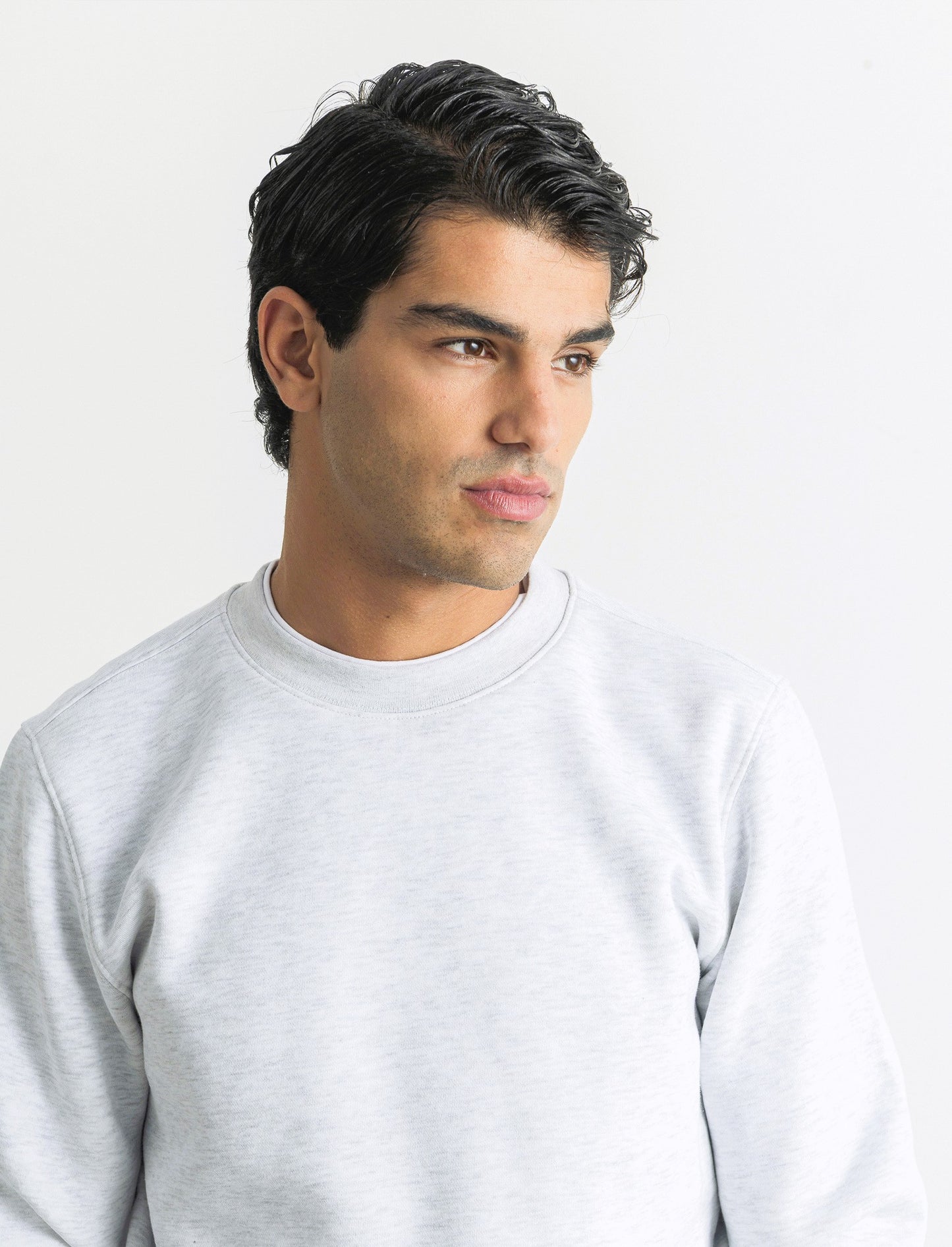 FELPA GIROCOLLO CON CONTRASTI - Grigio mel.