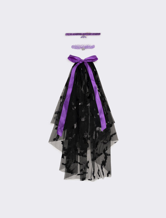 Velo halloween bambina con tattoo chocker - Viola