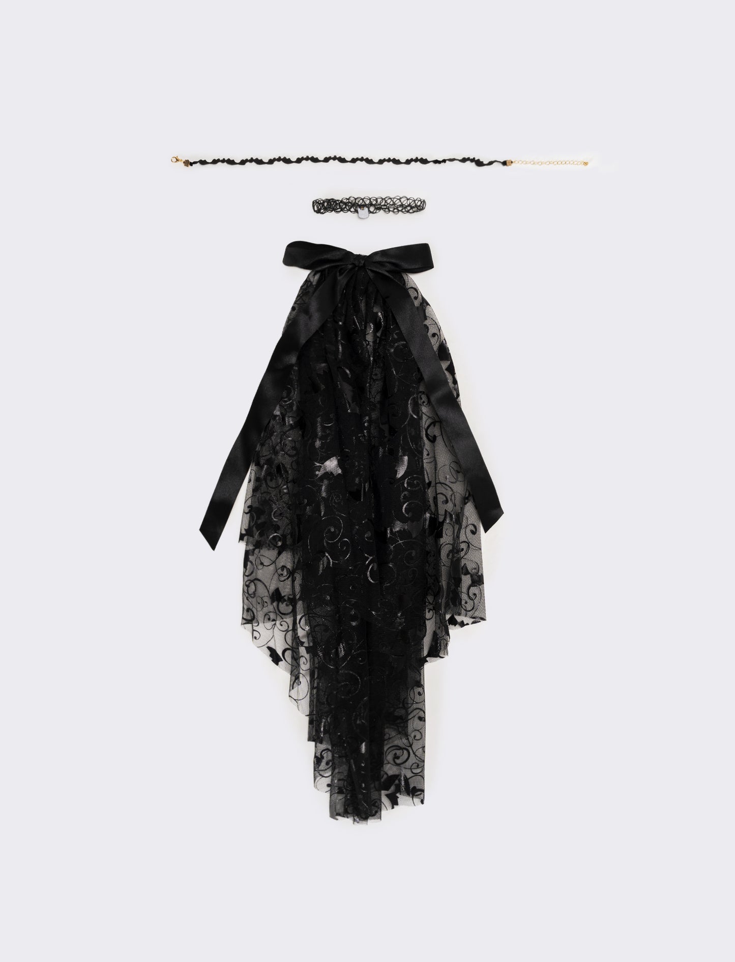 Velo halloween bambina con tattoo chocker - Nero