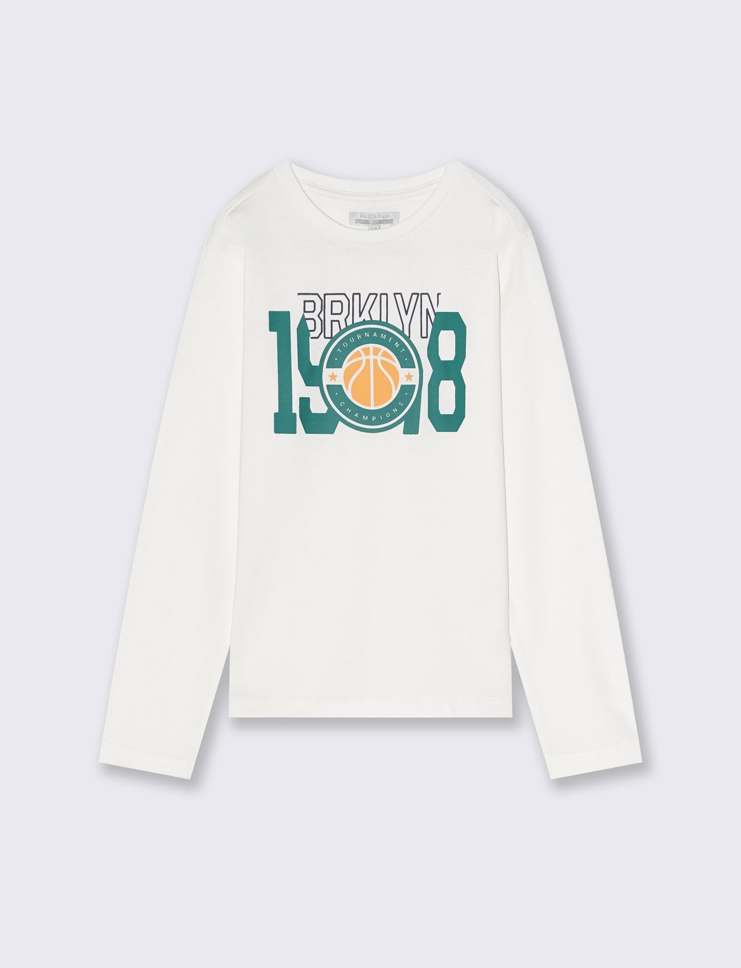 T-shirt manica lunga con stampa. - Bianco latte