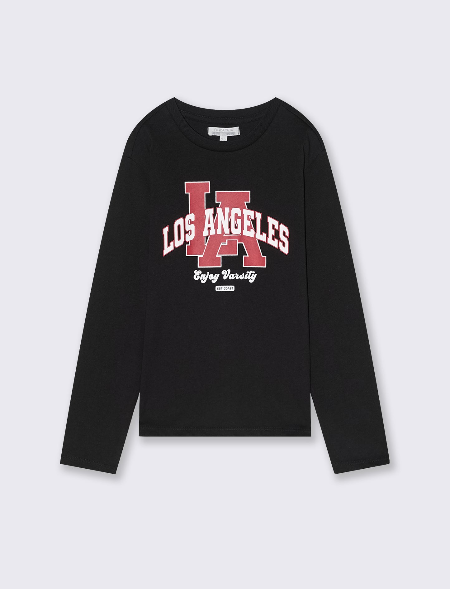 T-shirt manica lunga con stampa. - Nero