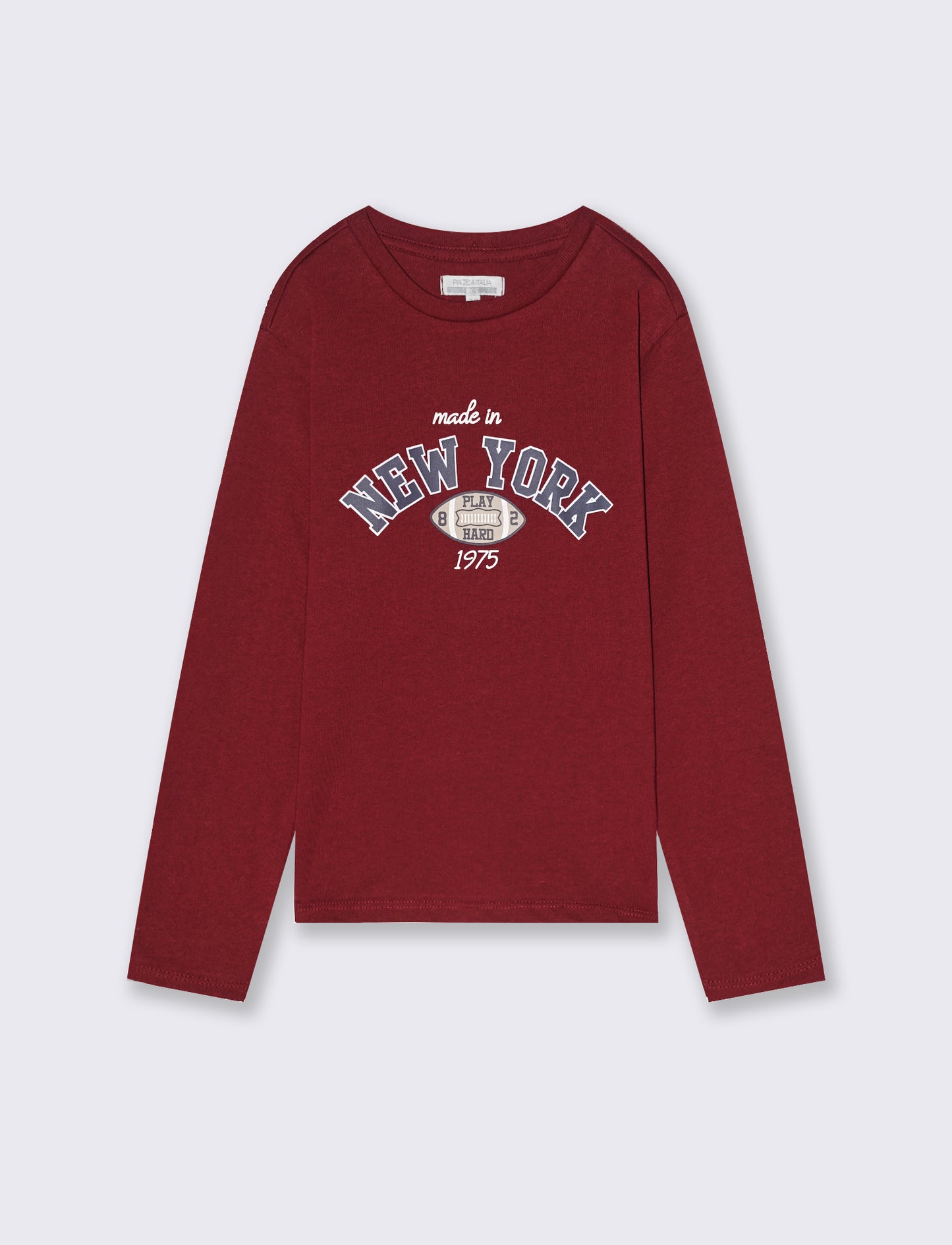 T-shirt manica lunga con stampa. - Bordeaux