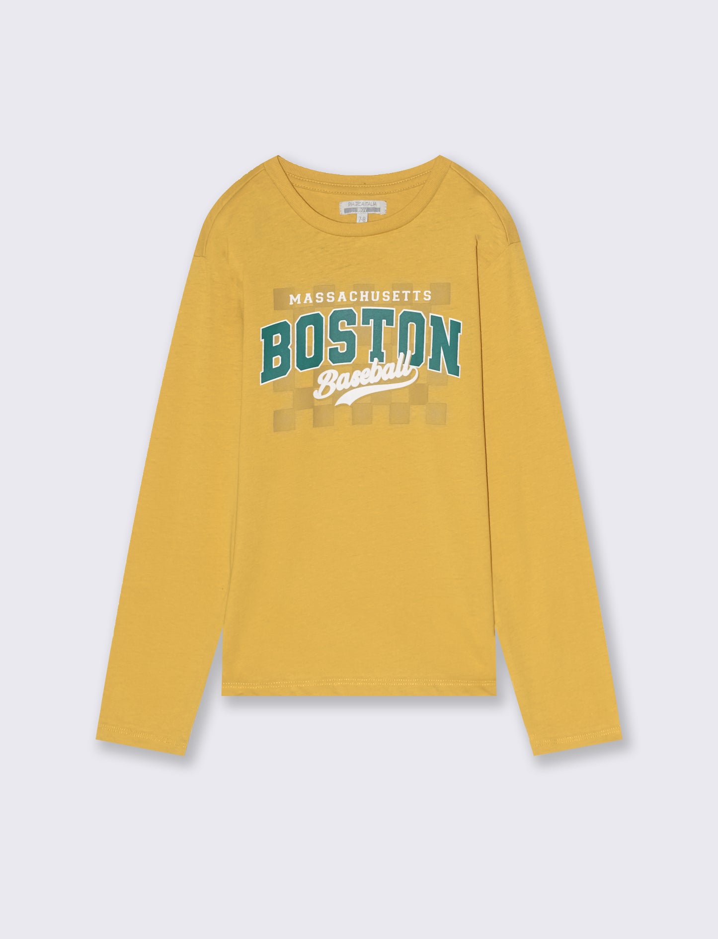 T-shirt manica lunga con stampa. - Ocra