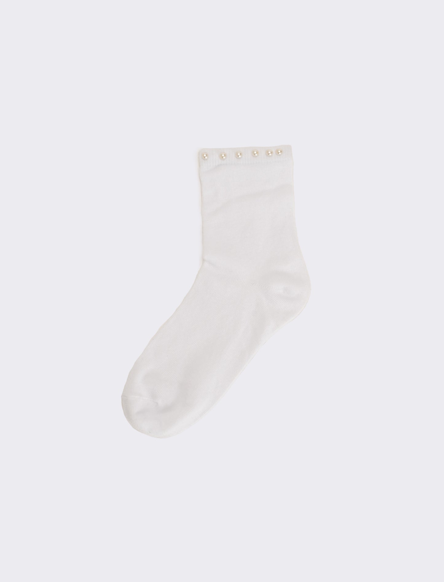 Calzino bambina con perle 1 paio - Bianco