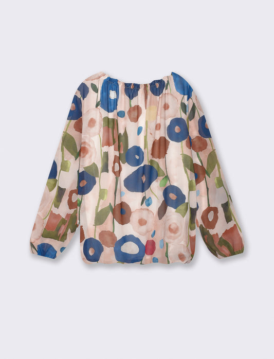 Casacca a manica lunga con scollo arricciato - Beige