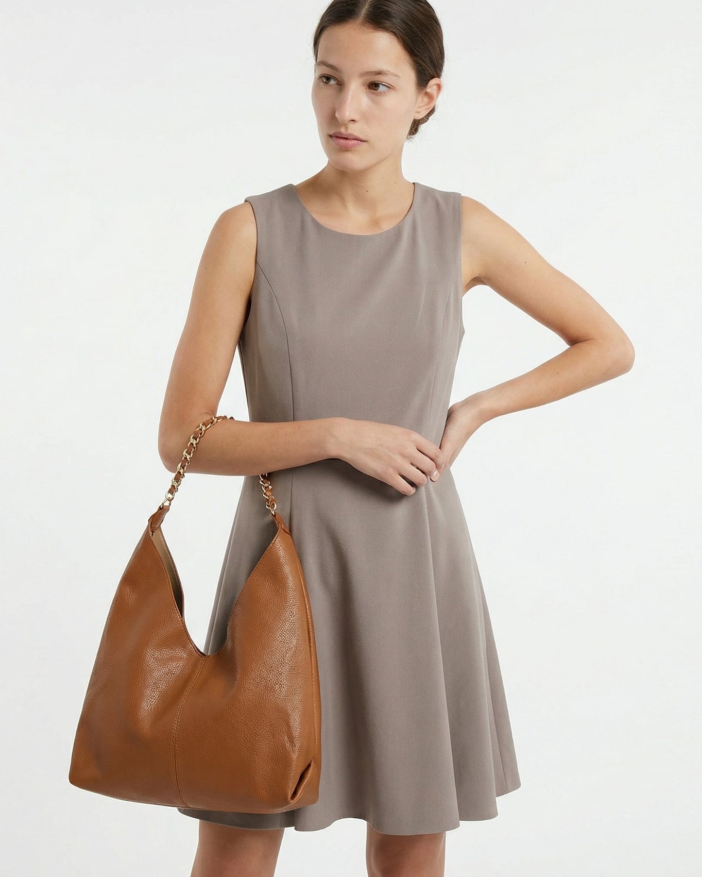 Short flared sleeveless dress - Grey