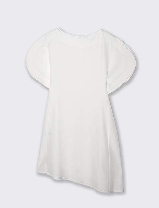 Abito corto scollo a barchetta - Bianco