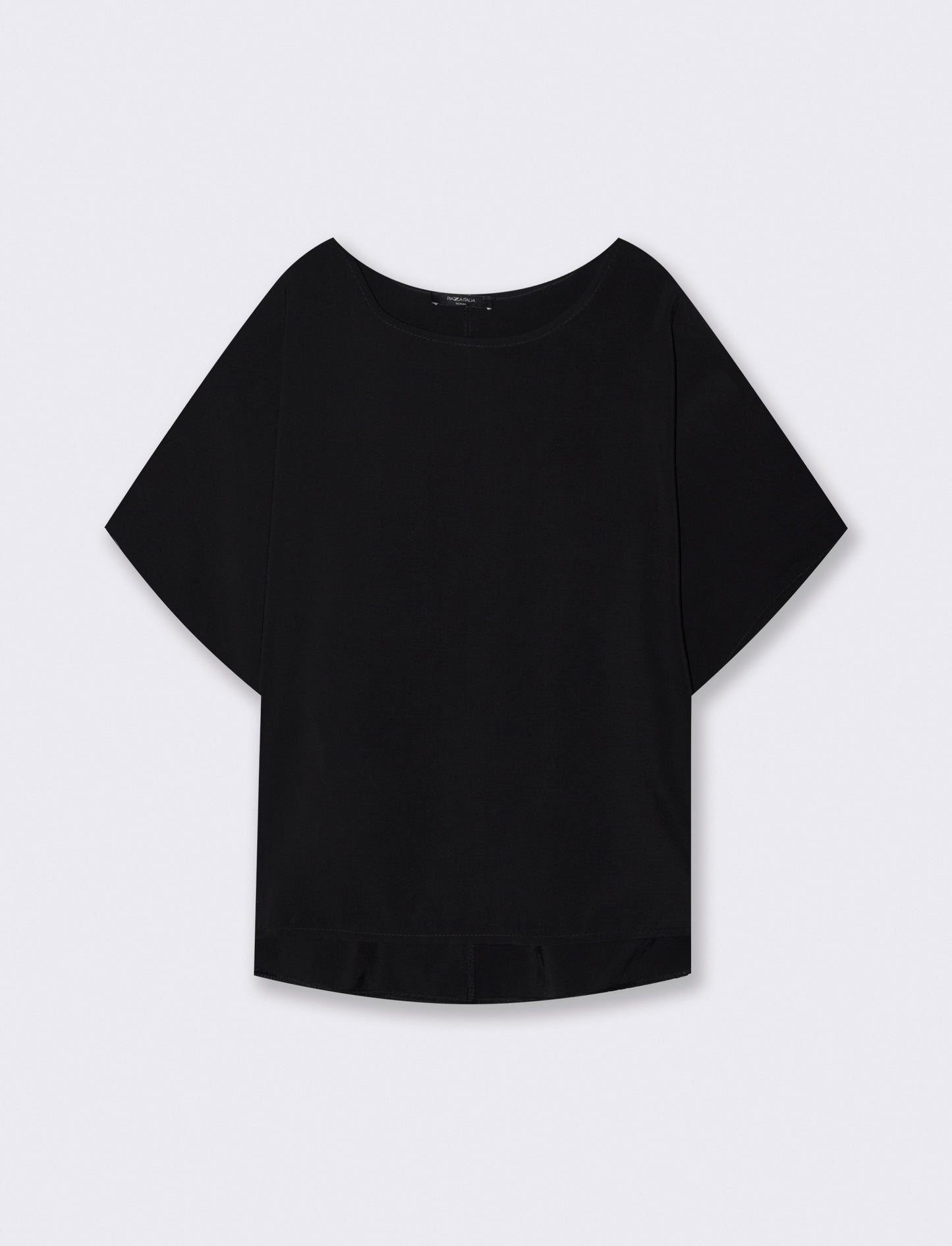 Casacca morbida con scollo rotondo - Nero