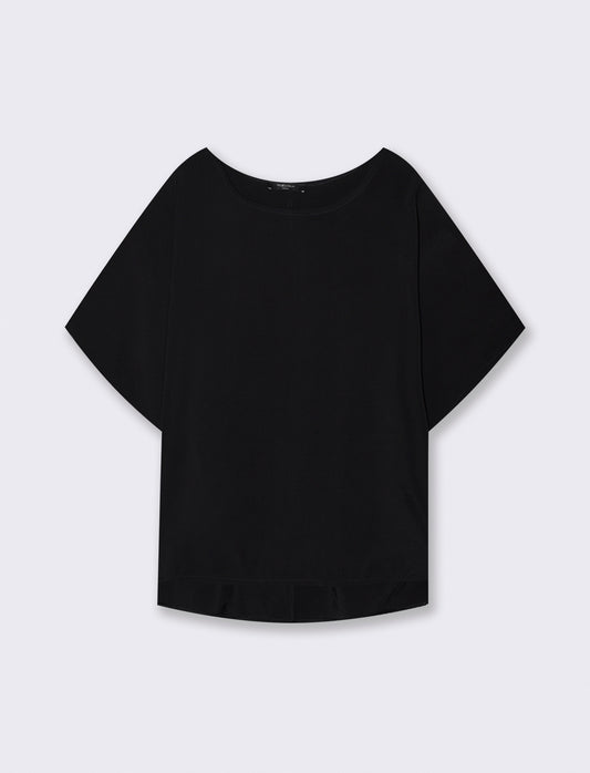 Casacca morbida con scollo rotondo - Nero