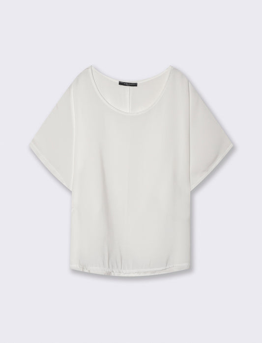 Casacca morbida con scollo rotondo - Bianco