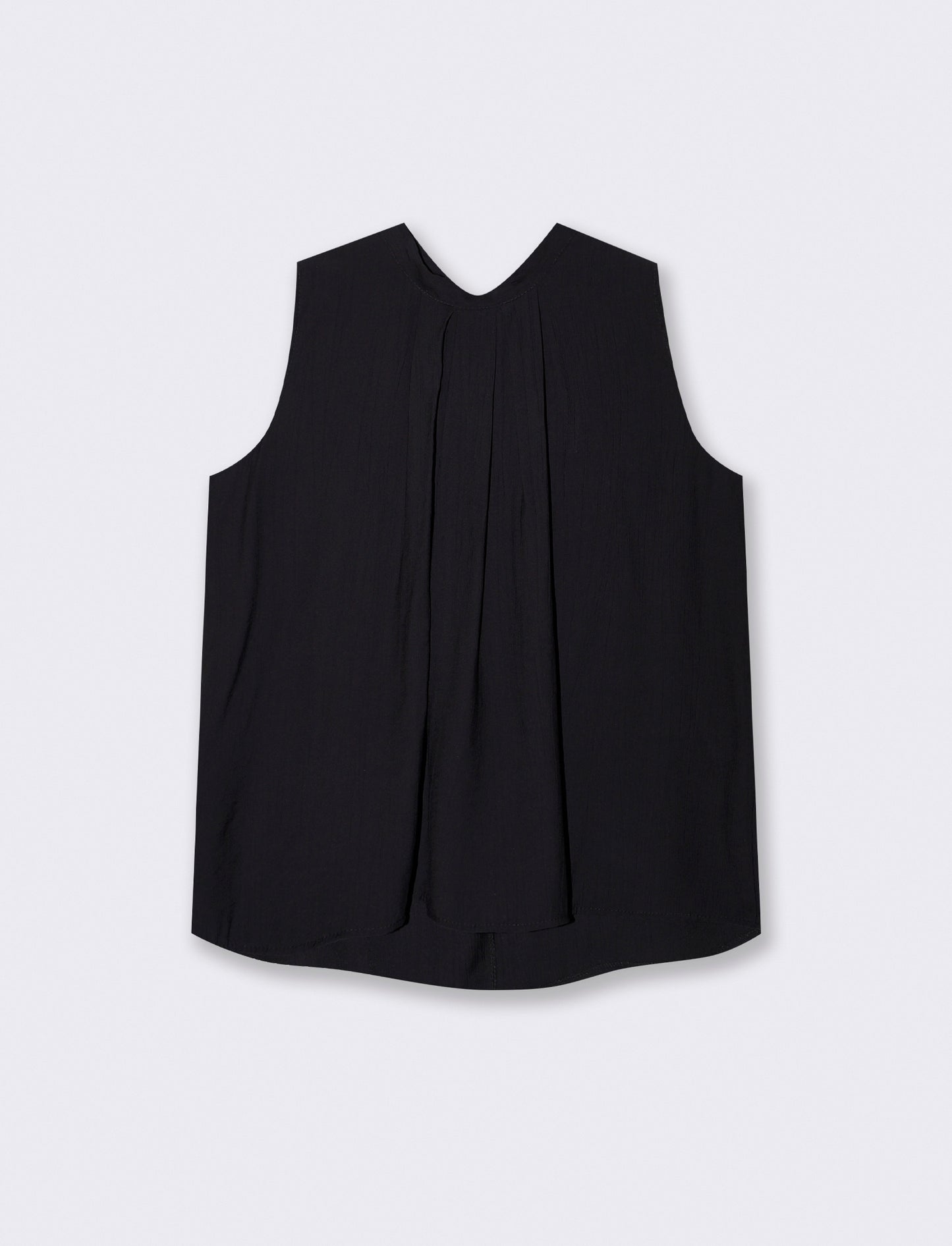 Sleeveless blouse with central pleats - Black