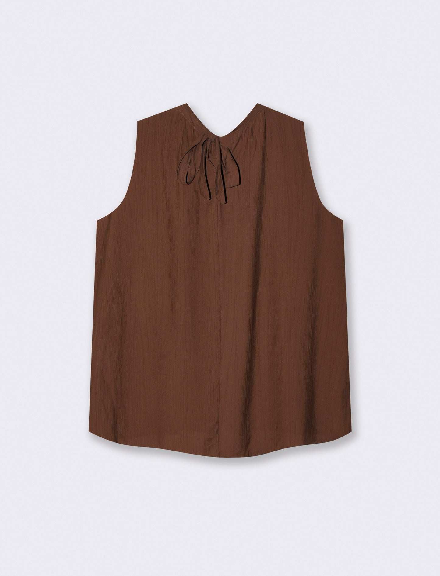 Sleeveless blouse with central pleats - Brown
