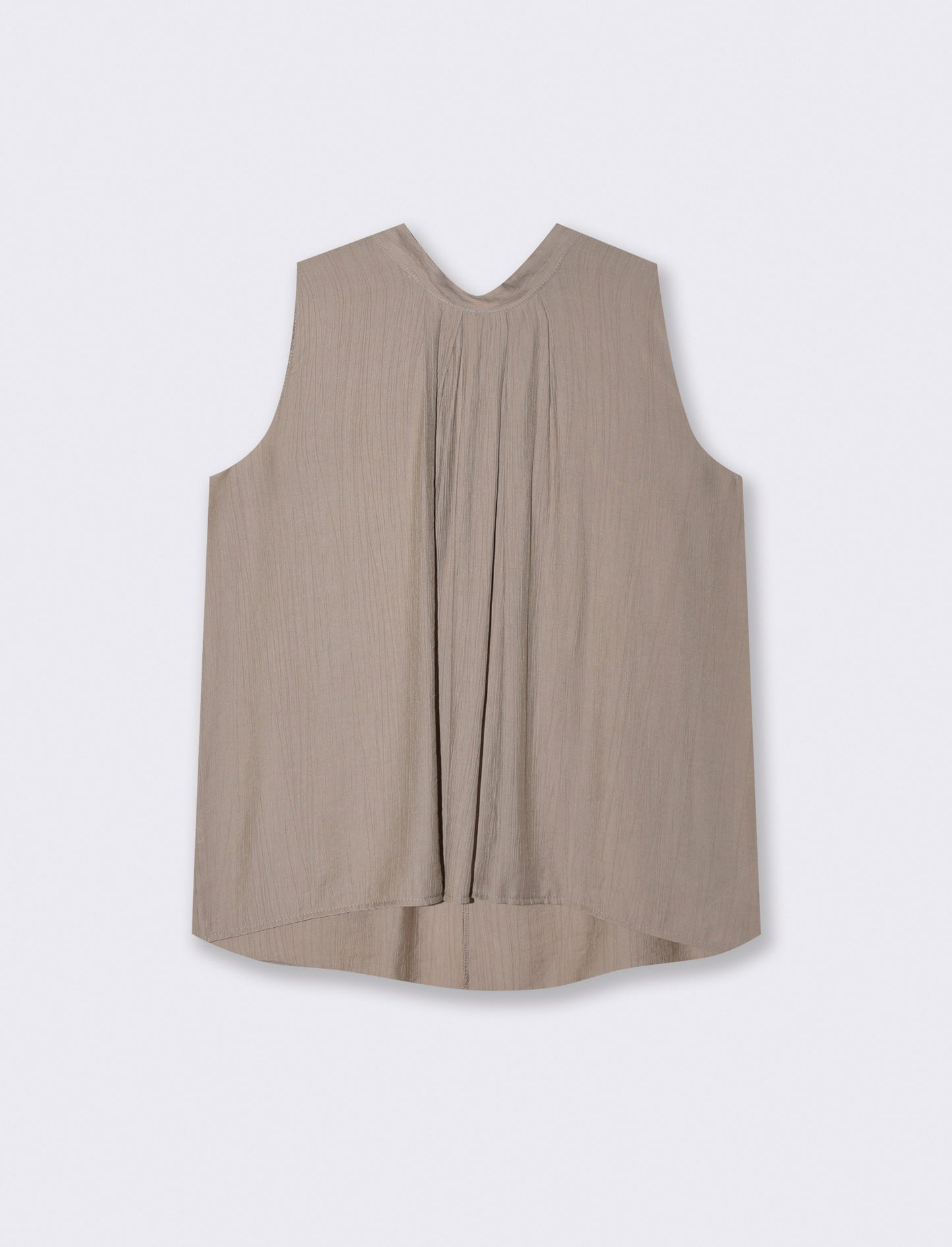 Blusa smanicata con pieghe centrali - Grigio fango