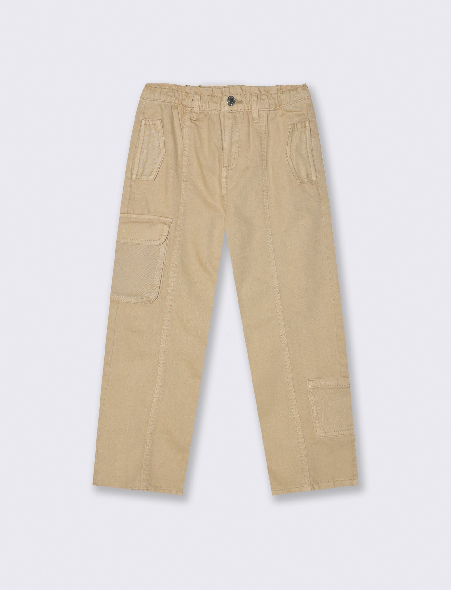 Pantaloni gamba ampia con tasche. - Beige