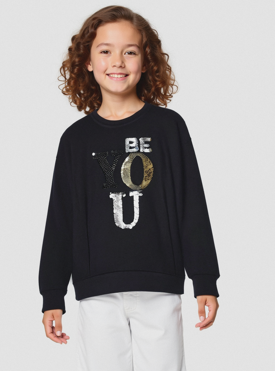 Maglia con paillettes reversibili - Nero