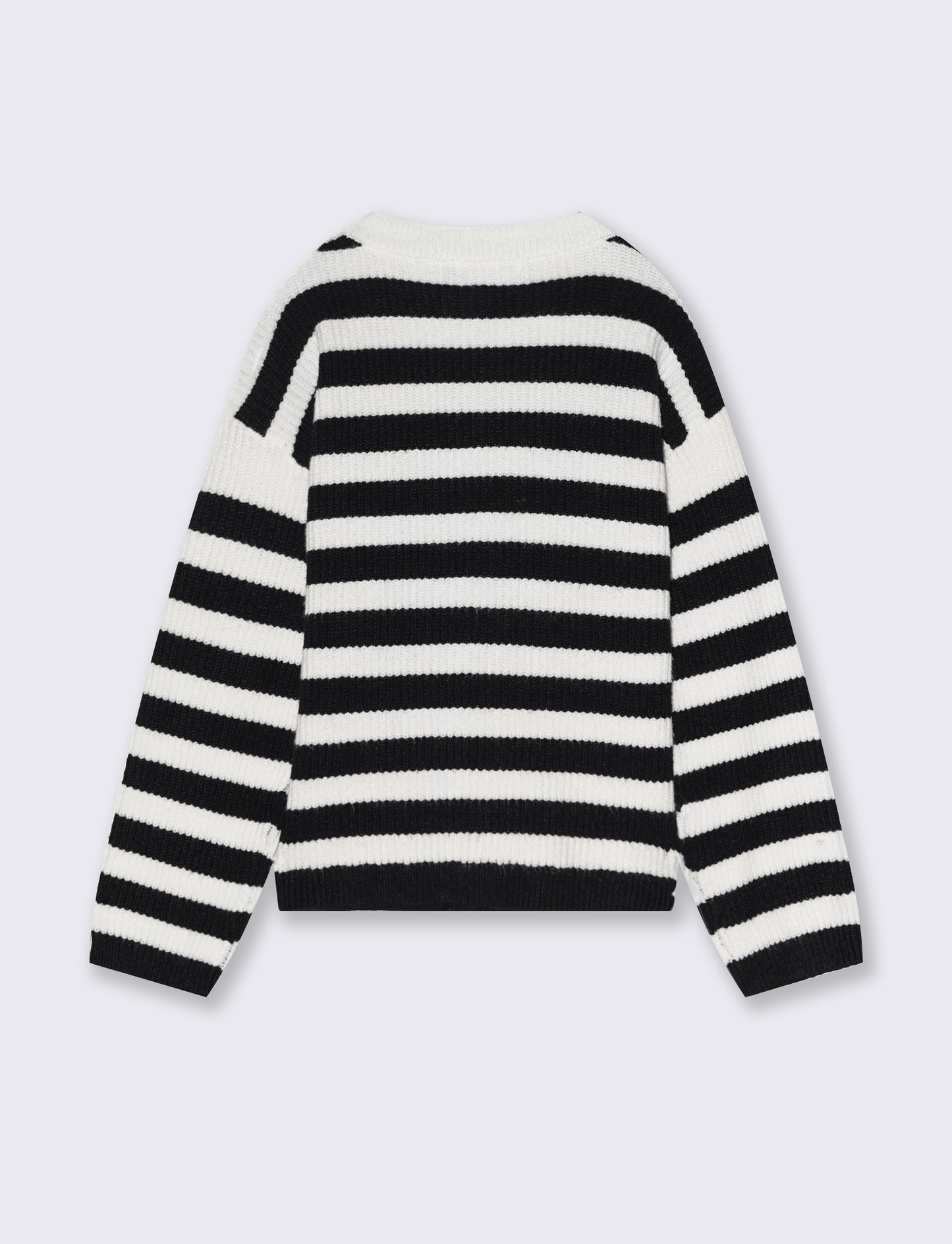 Cardigan girocollo a righe da bambina - Bianco-nero