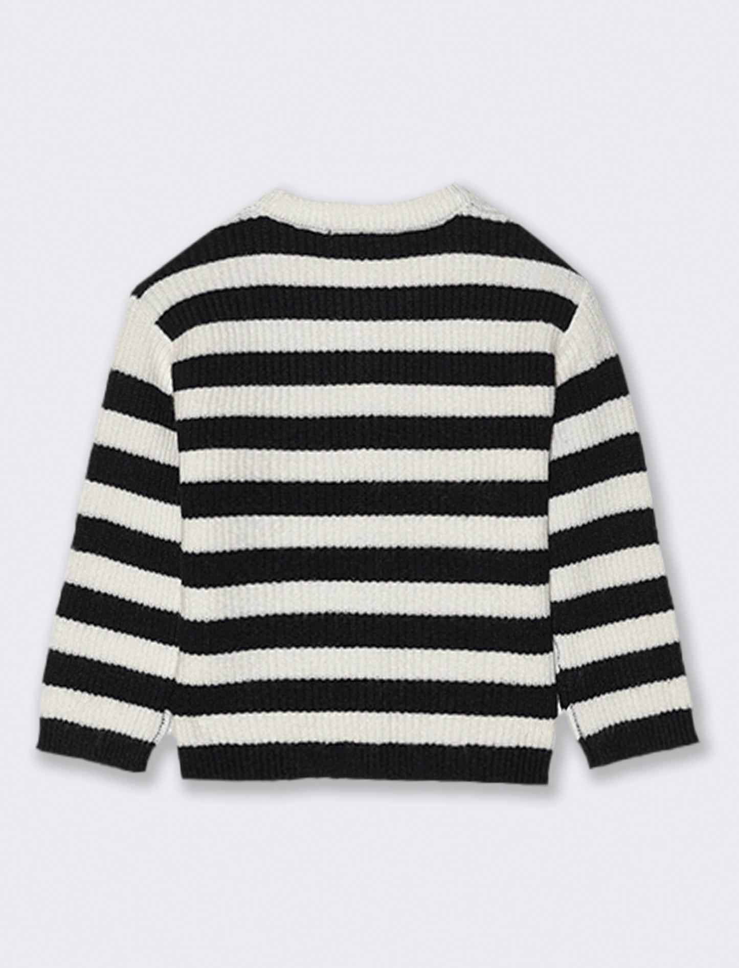 CARDIGAN IN MAGLIA A RIGHE CON BOTTONI - Bianco-nero