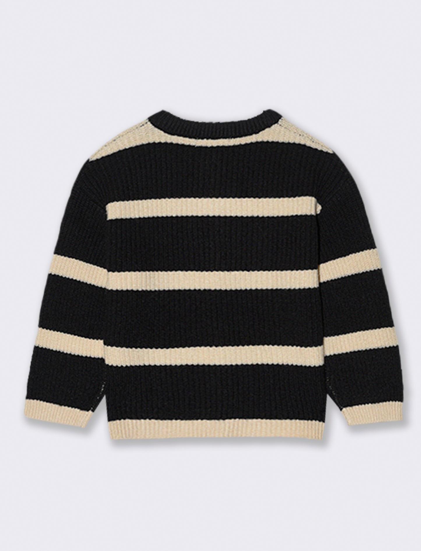 CARDIGAN IN MAGLIA A RIGHE CON BOTTONI - Nero-beige