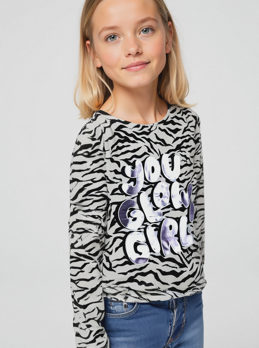 T-shirt in jersey stampata da bambina - Zebrato