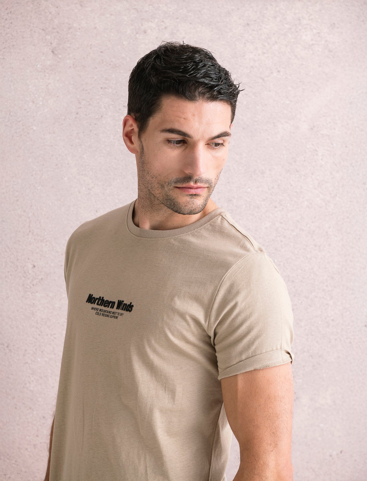 T-SHIRT IN COTONE CON STAMPA A RILIEVO - Beige