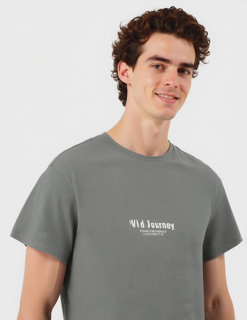 T-SHIRT IN COTONE CON STAMPA A RILIEVO - Verde salvia