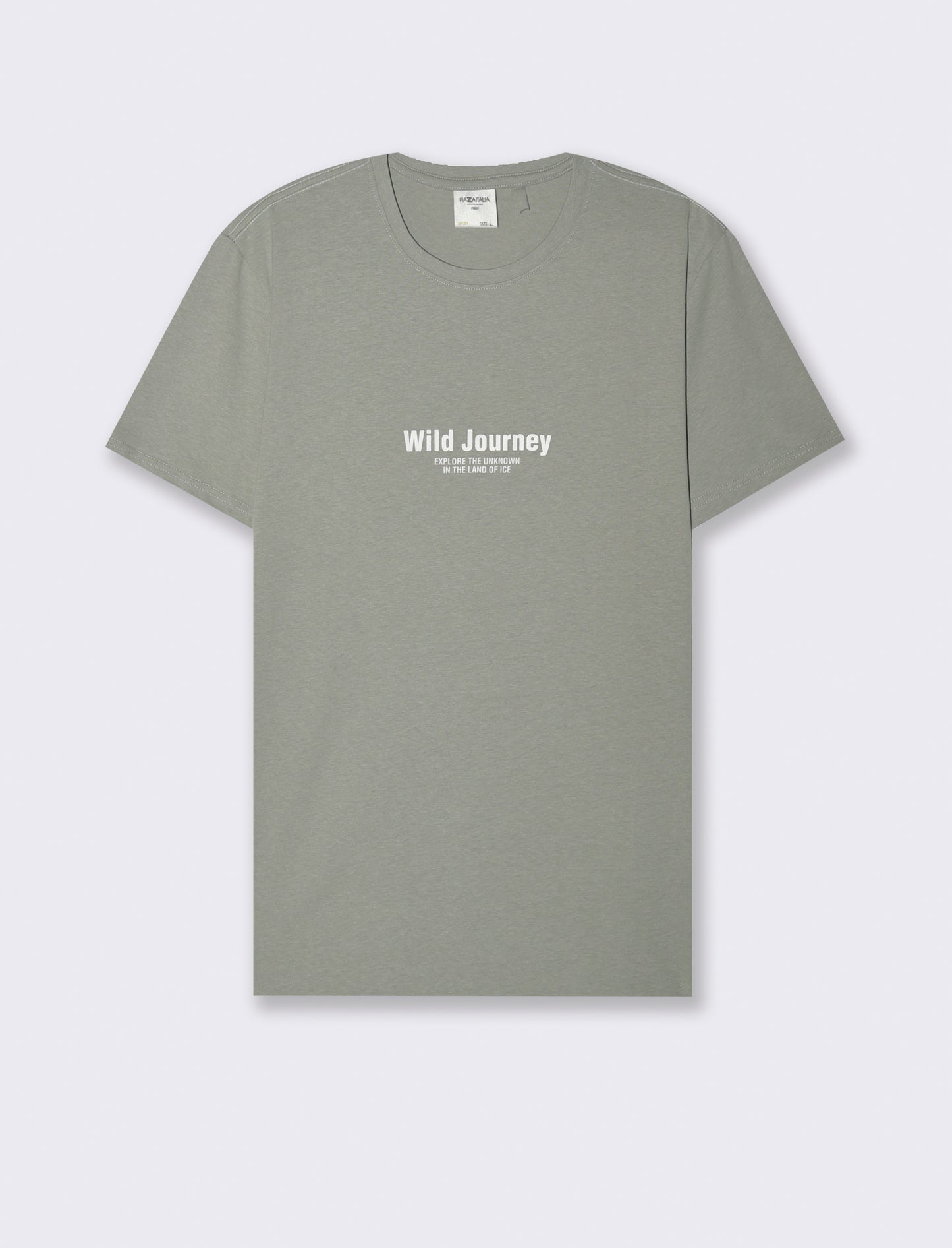 T-SHIRT IN COTONE CON STAMPA A RILIEVO - Verde salvia