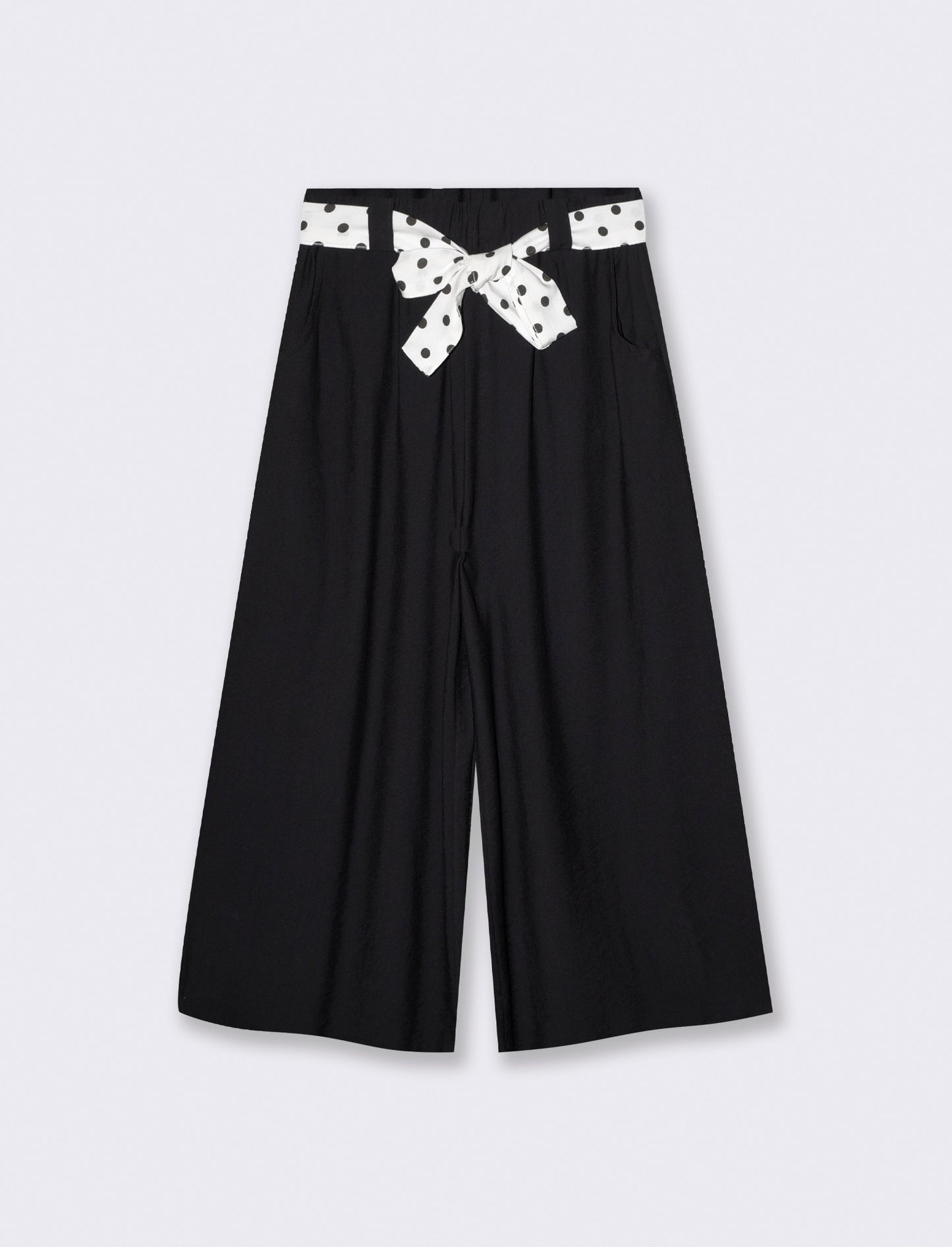 Pantaloni ampi con elastico e cintura - Nero