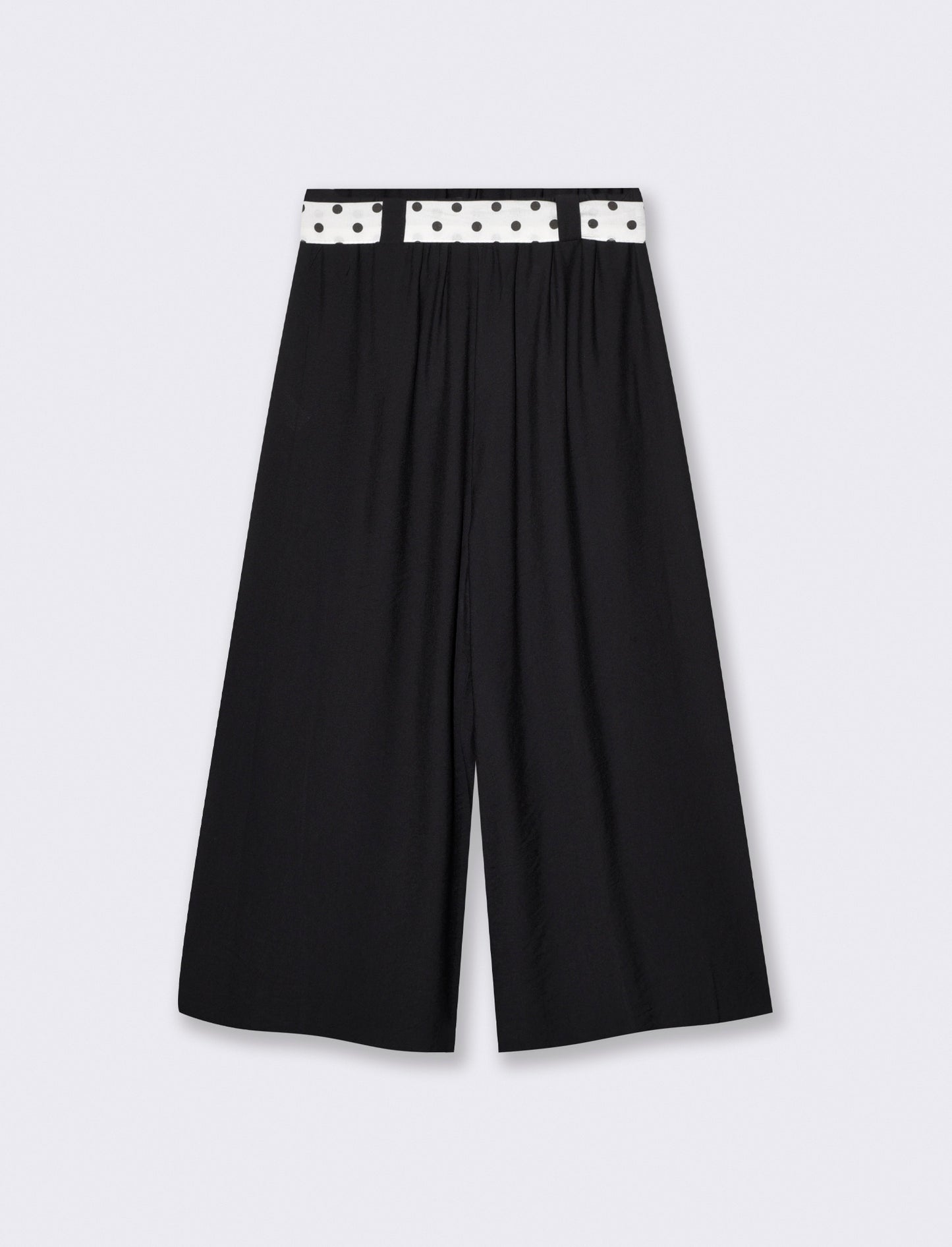 Pantaloni ampi con elastico e cintura - Nero