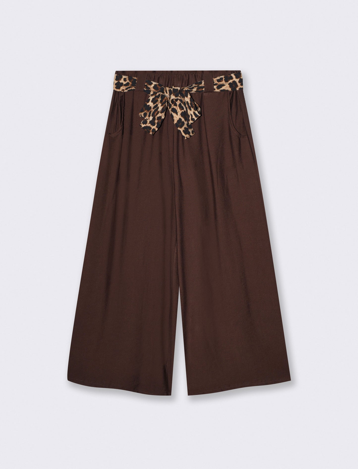 Pantaloni ampi con elastico e cintura - Moro