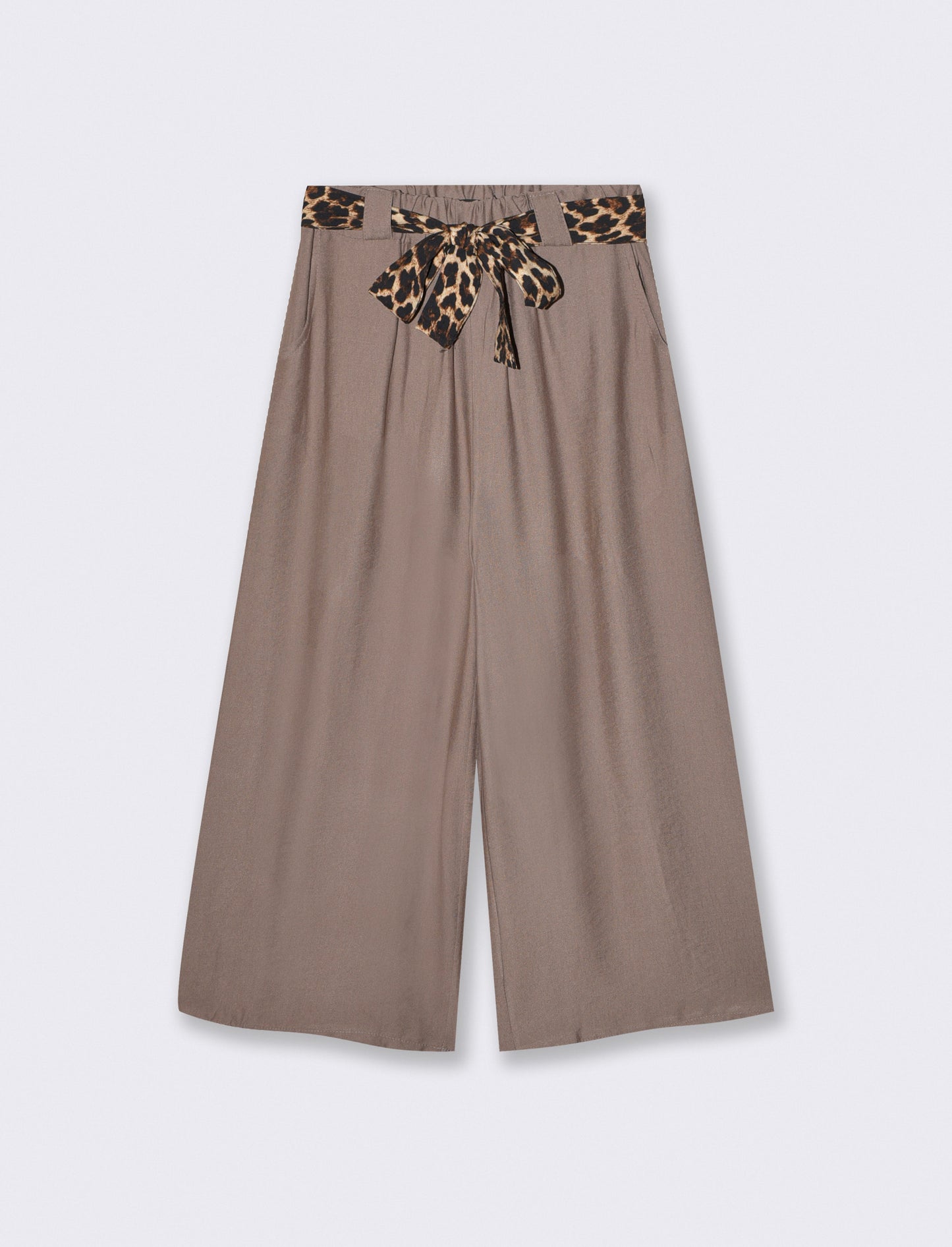 Pantaloni ampi con elastico e cintura - Grigio fango