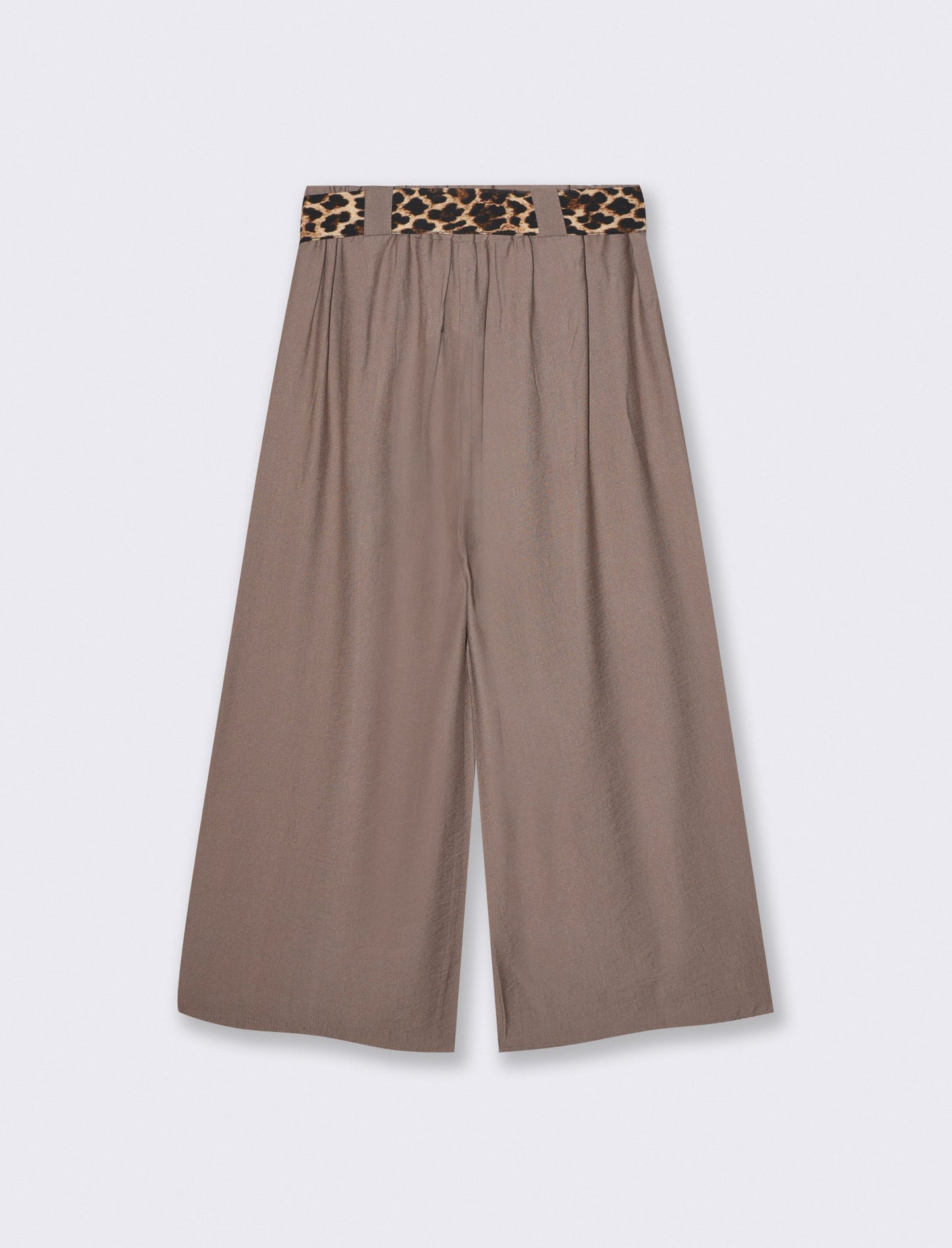 Pantaloni ampi con elastico e cintura - Grigio fango
