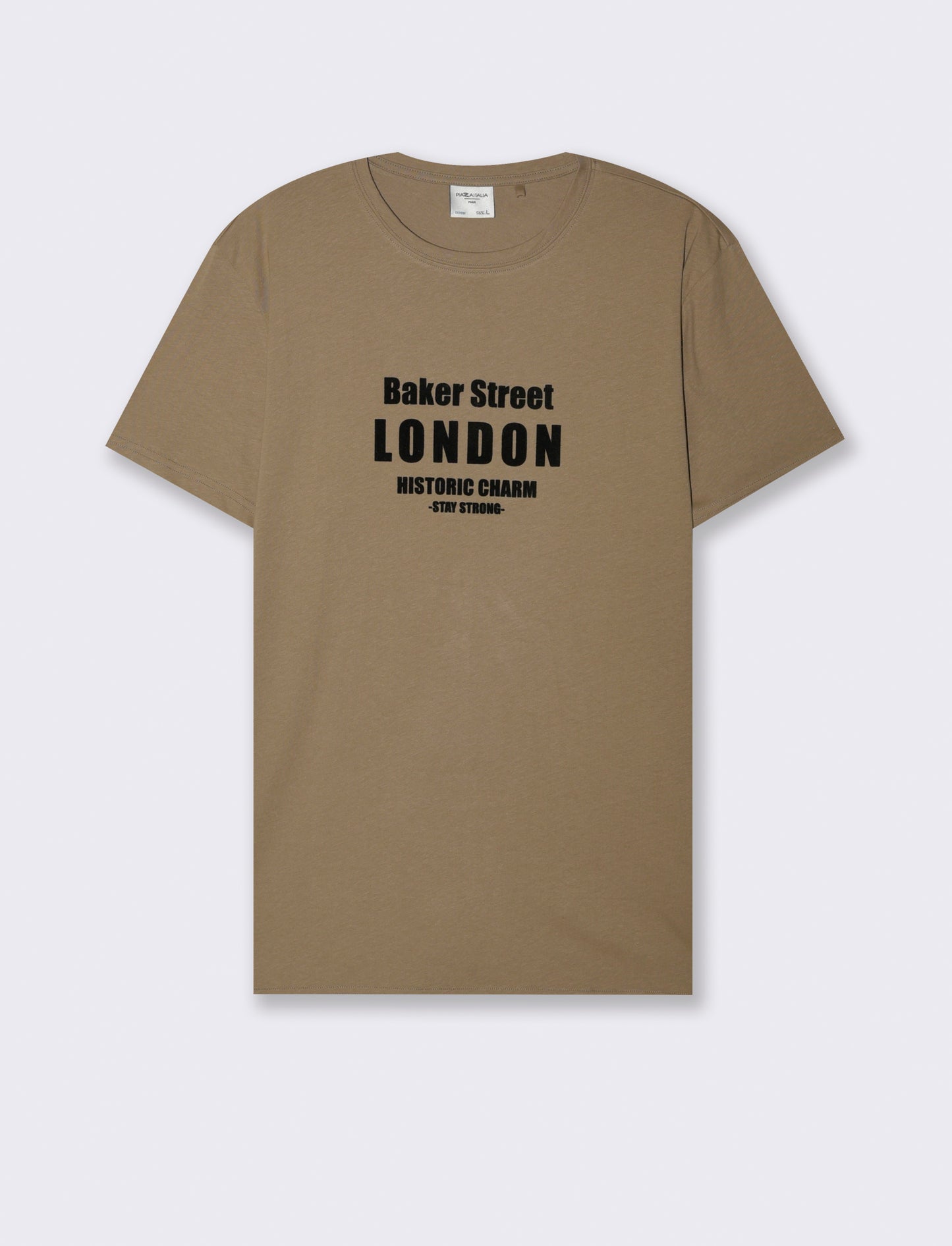 T-SHIRT IN COTONE CON STAMPA FLOCK - Verde kaki