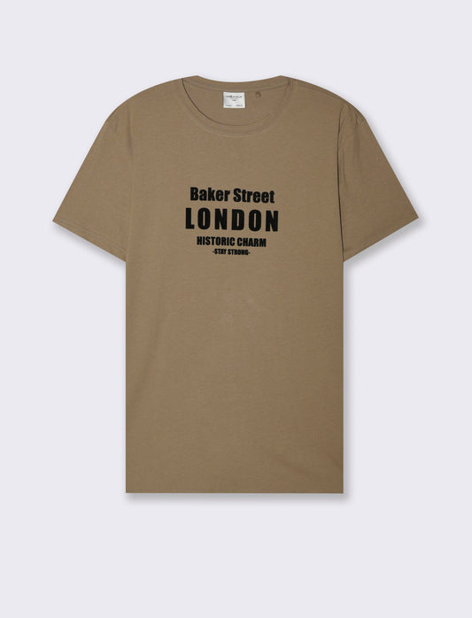 T-SHIRT IN COTONE CON STAMPA FLOCK - Verde kaki