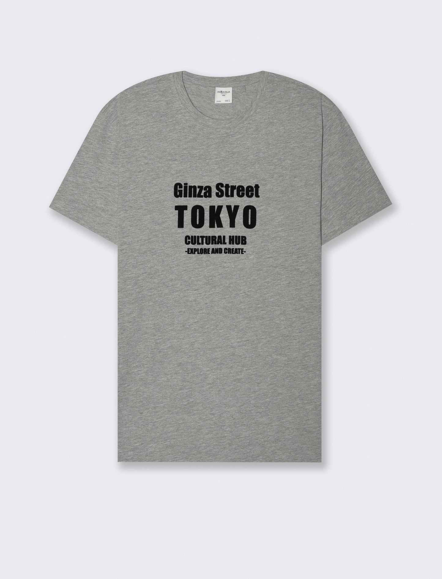 T-SHIRT IN COTONE CON STAMPA FLOCK - Grigio mel.