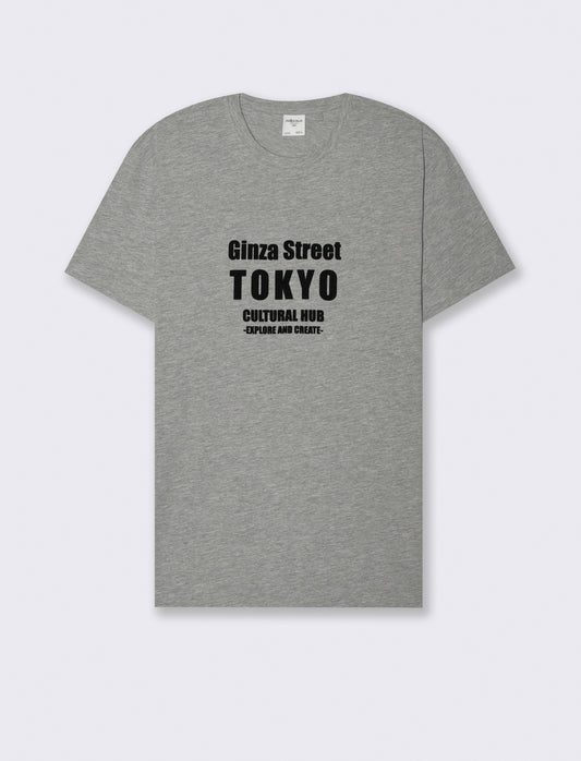 T-SHIRT IN COTONE CON STAMPA FLOCK - Grigio mel.
