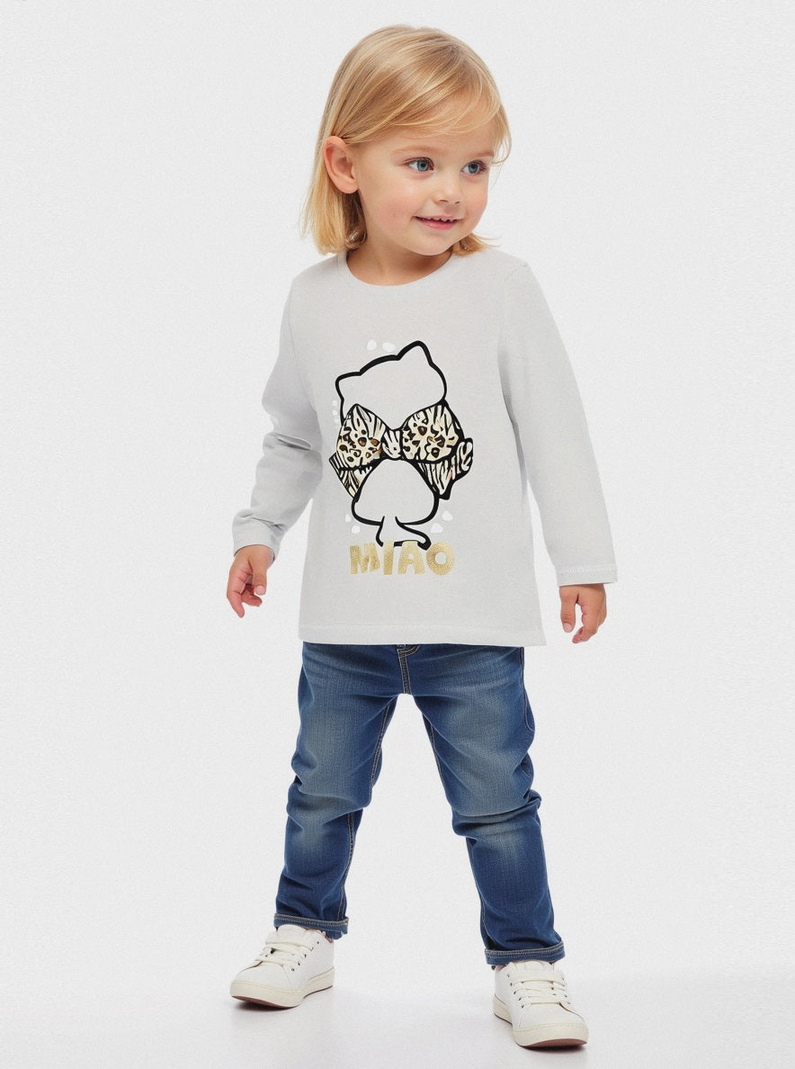 T shirt con stampa brillante - Bianco panna