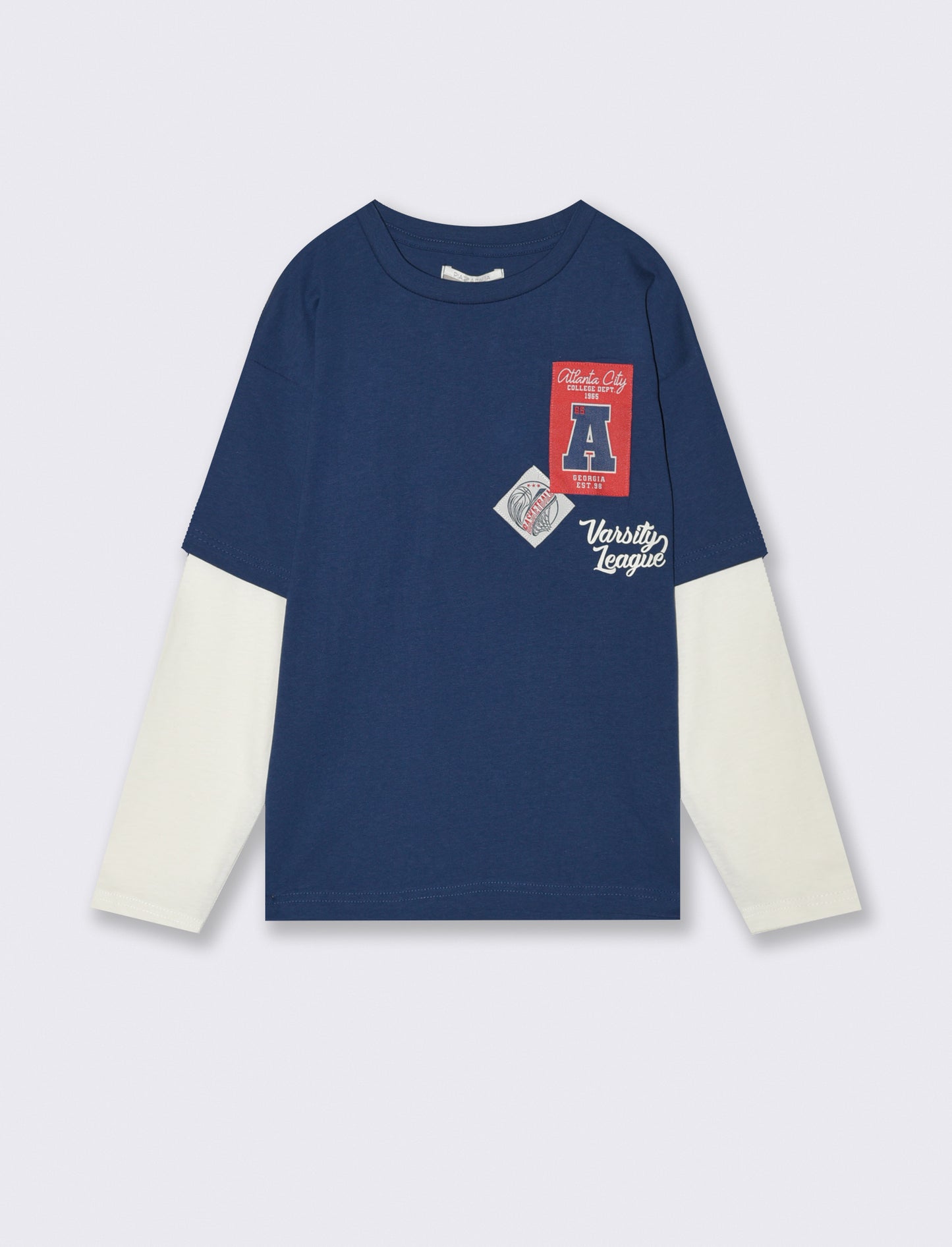 T-shirt doppia manica sporty. - Blu