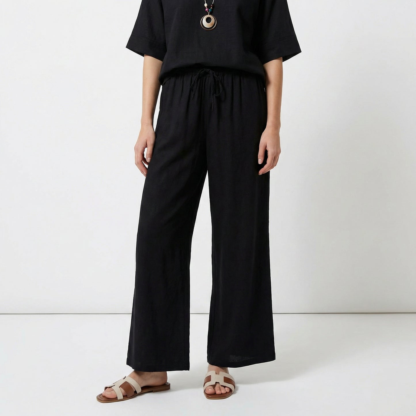 Pantaloni morbidi con elastico per lei - Nero